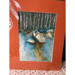 Whispers of the Birch: Abstract Streamscape - Original Watercolor Artwork